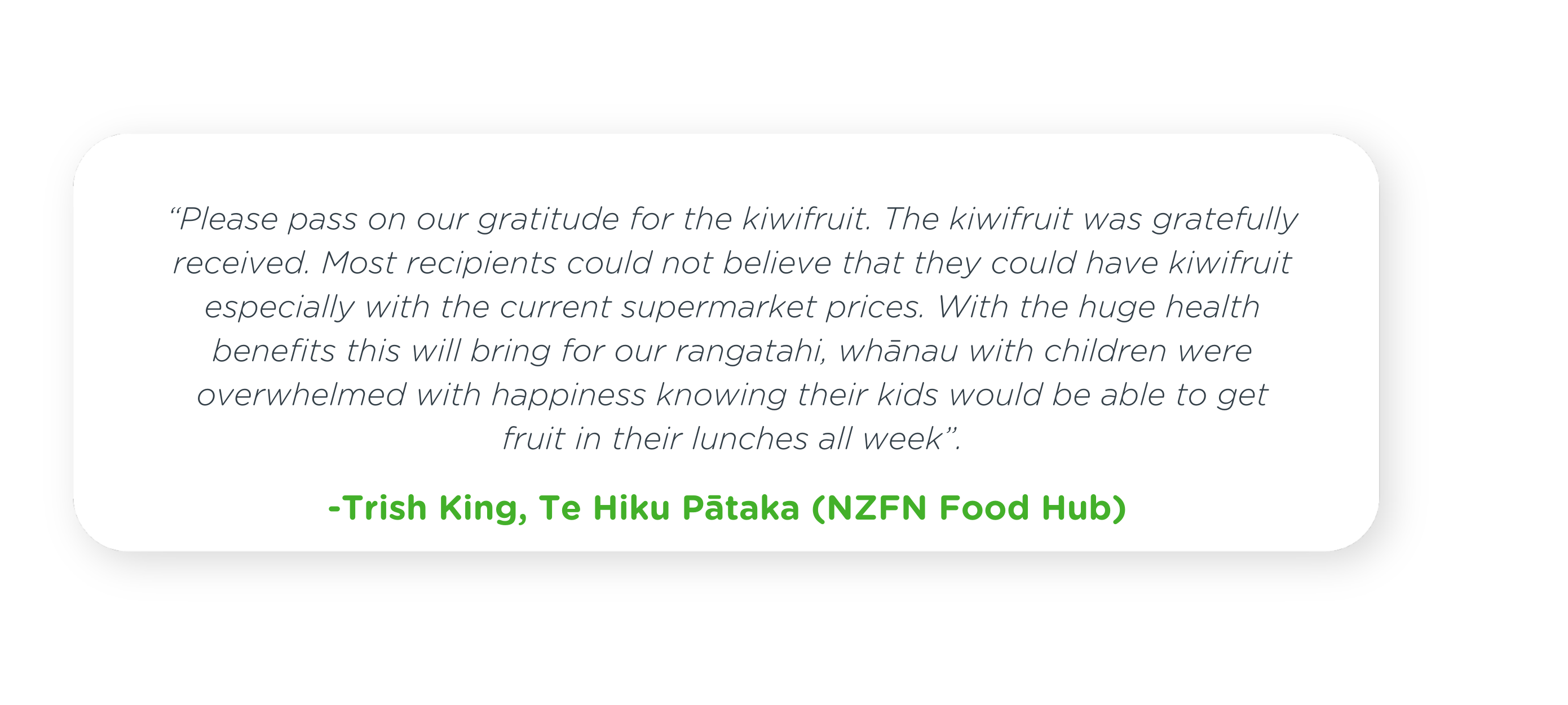 Te Hiku Pātaka Feedback on kiwifruit